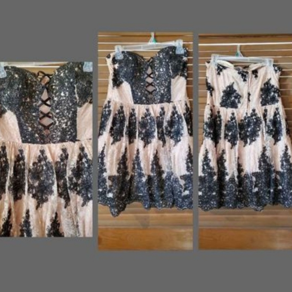 Lacey pink and black dress